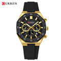 Reloj Curren 8489 Silicona color Negro Dorado