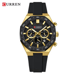 Reloj Curren 8489 Silicona color Negro Dorado